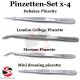 Pinzetten Set 4-teilig – Debakey, London College, Meriam & Mini-Dressing Pinzette – Chirurgisch / Medizinisch